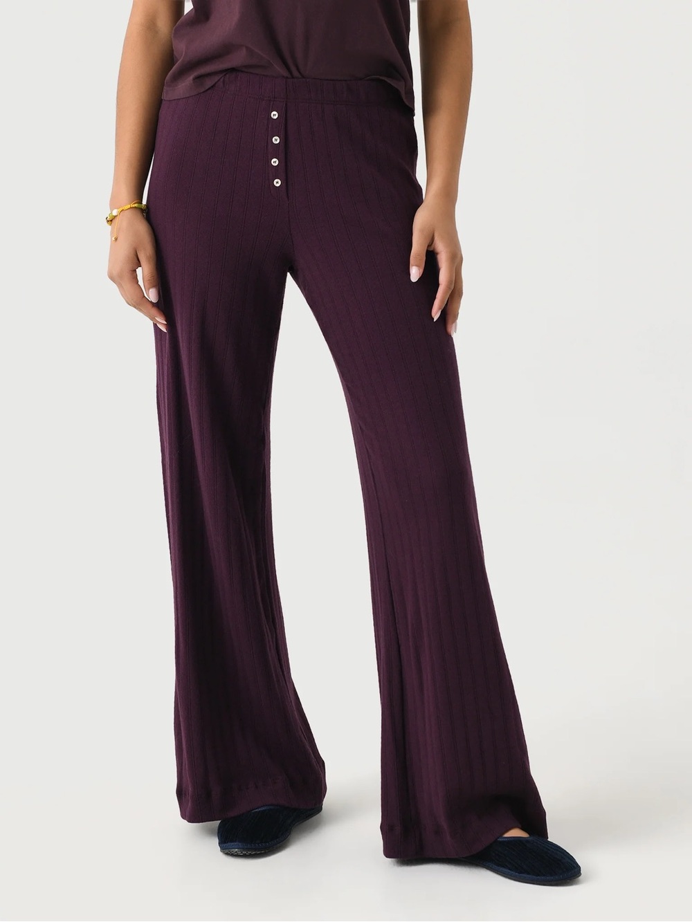 LESET Pointelle Boxer Pant in Dark Berry